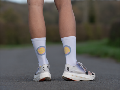 SUSPENSE RUNNING & CYCLING SOCKS: PASTEL PINK CIRCLE